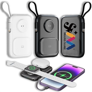 3 In 1 5000mAh Portable Power Bank With Built In Cables
