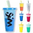 24oz Reusable Color Changing Iced Cups With Lids And Straws | https://www.bestnamebadges.com