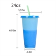24oz Reusable Color Changing Iced Cups With Lids And Straws | https://www.bestnamebadges.com