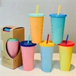 24oz Reusable Color Changing Iced Cups With Lids And Straws | https://www.bestnamebadges.com