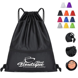 Large Capacity Outdoor Drawstring Backpack With Front Pouch
