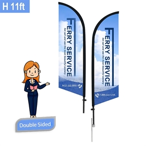 11' Custom Double Sided Feather Flag Kit With Spike Base