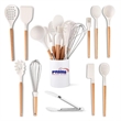Heat Resistant Wooden Handle Silicone Kitchen Utensil Set | https://www.bestnamebadges.com