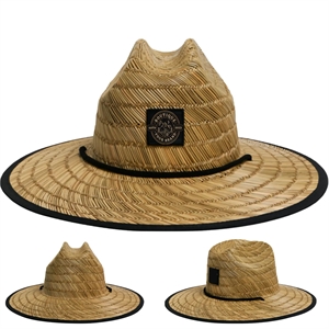 Center-Dent Printed Fabric Durability Wide-Brimmed Straw Hat
