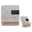 Fabric & Bamboo Wireless Charger With Clock | https://www.bestnamebadges.com