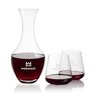 Oldham Carafe & Breckland Stemless Wine | https://www.bestnamebadges.com