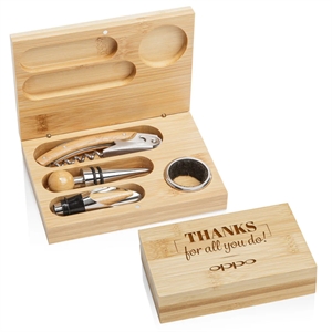 Bamboo Wine Accessory Set | https://www.bestnamebadges.com