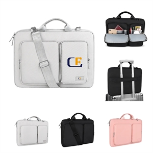 Protective Side Open Laptop Shoulder Bag with Zipper Pockets