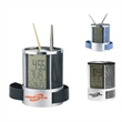 Multi-Function Desk Holder Caddy Clock | https://www.bestnamebadges.com