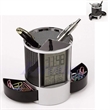 Multi-Function Desk Holder Caddy Clock | https://www.bestnamebadges.com