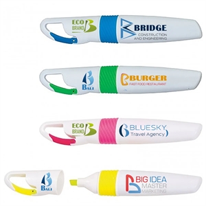 Custom highlighter pen with a unique carabiner design