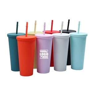 24 oz Skinny Tumbler with Lid and Straw