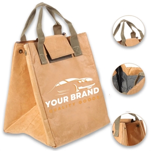 4 Pack Reusable Washable Kraft Paper Insulated Lunch Bag