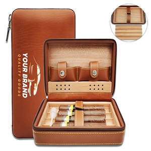 Portable Leather Cedar Wood Lined Removable Cigar Humidor