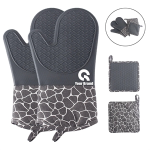 Soft Anti Slip Solid Silicone Oven Mitts And Pot Holders Set