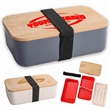 Custom Wood Bento Lunch Box Set (W/ Fork, Spoon Knife) | https://www.bestnamebadges.com