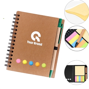 4 Packs Kraft Paper Spiral Notebook All-Over Printing