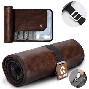 PU Leather Men's Roll Toiletry Bag All-Over Printing