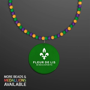 Breakaway Beads for Mardi Gras with Green Medallion