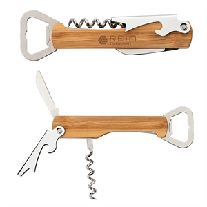 4 In 1 Multi-Function Bamboo Corkscrew Bar Tool Opener