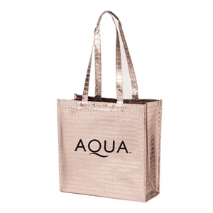Glam Metallic Croc Shopper Bag ( 14" W X 14" H X 5.5" D )