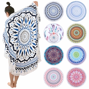 Full Color Microfiber Round Beach Blanket - Ocean