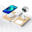 3 In 1 Bamboo Wood Magnetic Folding Fast Wireless Charger | https://www.bestnamebadges.com