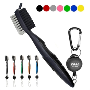 Golf Club Cleaning Brush with Retractable Aluminum Carabiner