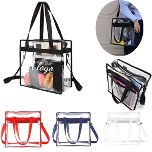 Clear Tote Bag with Zipper Closure and Adjustable Strap