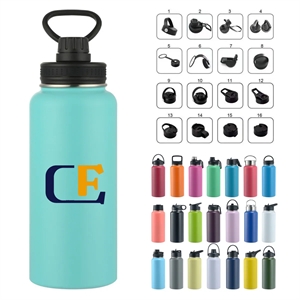 Multi Lids Stainless Steel Bottle 12/16/18/22/25/32/40 Oz