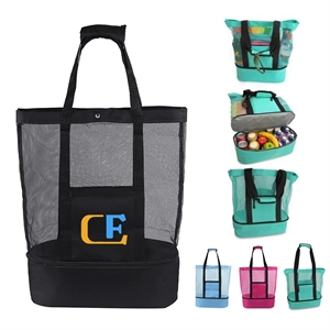 Detachable Mesh Beach Tote Bags with Cooler Compartment