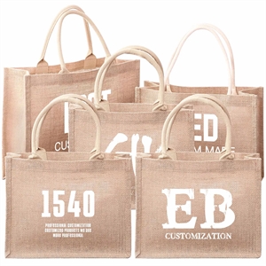 Jute Tote Beach Bag ( 16.14" L x 13" W x 6.7"H )