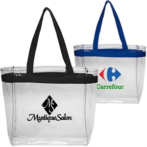 Clear Plastic Tote Bag w/ Colored Handles | https://www.bestnamebadges.com