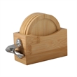 Bamboo Coaster Set With Bottle Opener | https://www.bestnamebadges.com