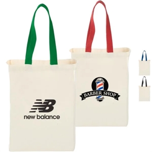7 Oz. Grocery Canvas Tote bag w/ colored handles (10