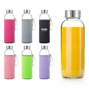 18 oz Glass Water Bottles with Sleeves