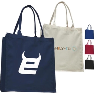 100% Cotton Canvas Fancy Web Handle Tote Bag w/Bottom Gusset | https://www.bestnamebadges.com