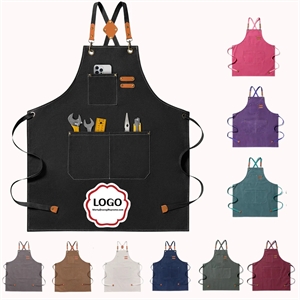 Canvas Cross Back Aprons with Adjustable Strap and  Pocet