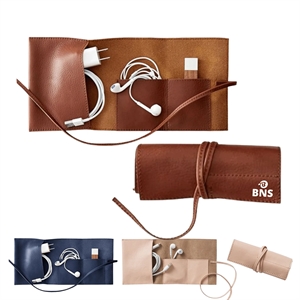 Leather Electronic Cable Organizer Bag