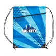 Sublimated Poly Canvas Drawstring Backpack Zip Pocket 14"x18 | https://www.bestnamebadges.com