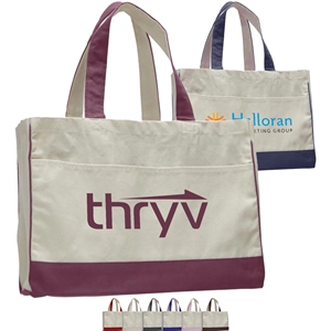 12 Oz. Cotton Canvas Tote Bag With Zipper Pocket | https://www.bestnamebadges.com