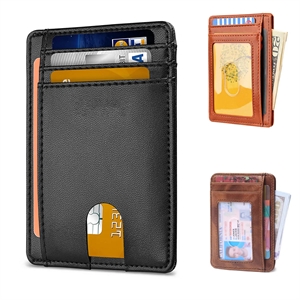 Slim Front Pocket RFID Blocking Leather Wallets Card Holder