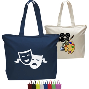 12 Oz. Cotton Canvas Jumbo Zipper Tote Bag | https://www.bestnamebadges.com