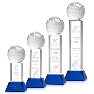 Basketball Award on Stowe Base - Blue | https://www.bestnamebadges.com