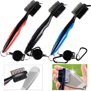 Golf Club Brush Groove Cleaner With Retractable Zip-Line