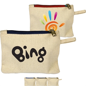 100% Cotton Canvas Card Pouch W/ Color Zipper | https://www.bestnamebadges.com