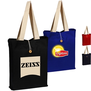 100% Cotton Canvas Colored Button-Up Tote | https://www.bestnamebadges.com