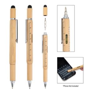 Bamboo Multi-Function Tool Pen | https://www.bestnamebadges.com