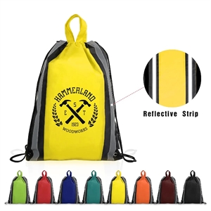 Reflective Stripe Drawstring Backpack ( 14 X 18 )