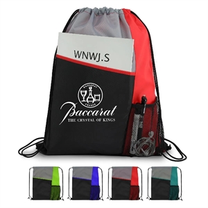 Sports Drawstring Backpack With Slant Pocket